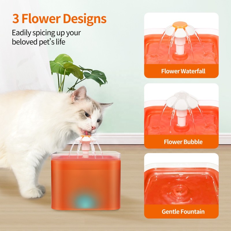Pet Water Fountain Factory - 2.0L LED 3 Flow Designs
