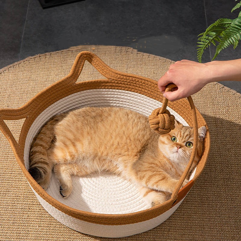 Cotton Rope Pet Bed Manufacturer - Handmade Woven Cat Ear