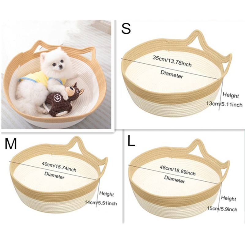 Cotton Rope Pet Bed Manufacturer - Handmade Woven Cat Ear