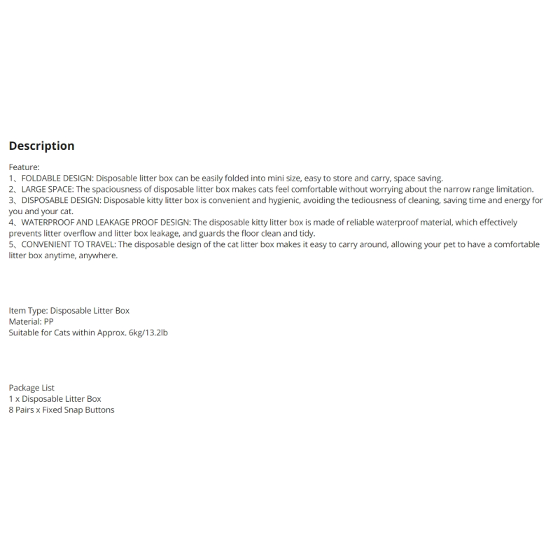 Cat Travel Litter Box Manufacturer - Disposable Foldable Large