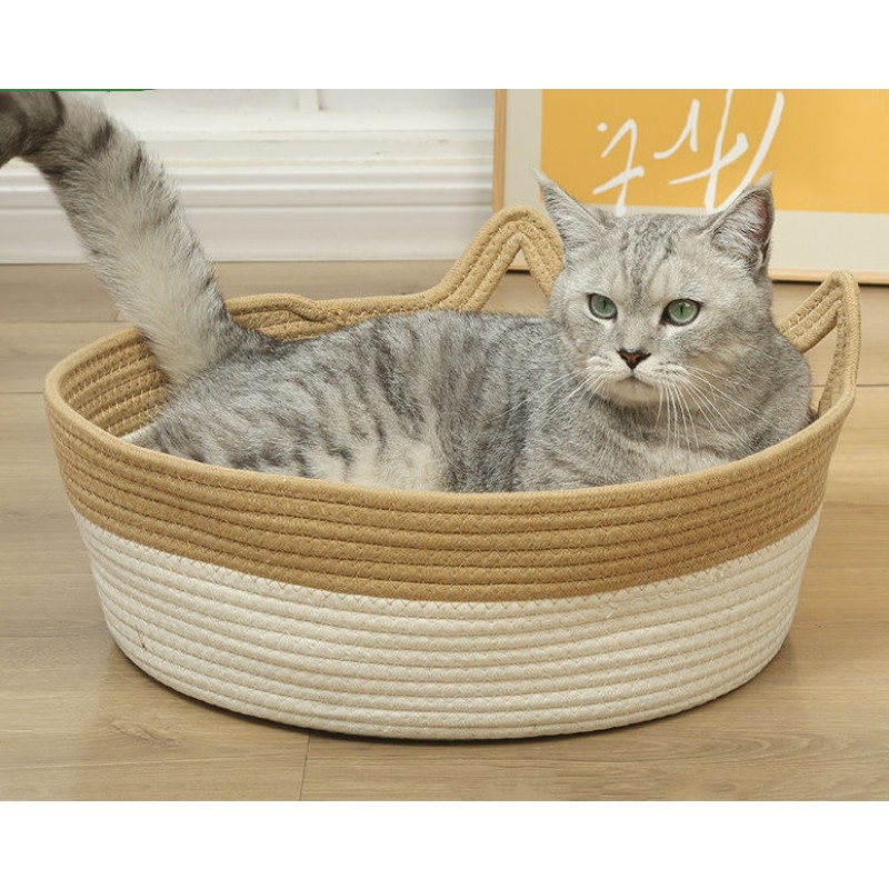 Cotton Rope Pet Bed Manufacturer - Handmade Woven Cat Ear
