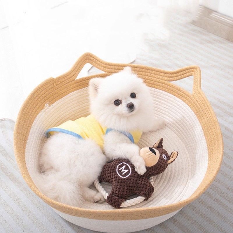 Cotton Rope Pet Bed Manufacturer - Handmade Woven Cat Ear