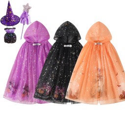 Girls Witch Costume Supplier - Wholesale Children Party Evil Wizard Cosplay Cape Cloak