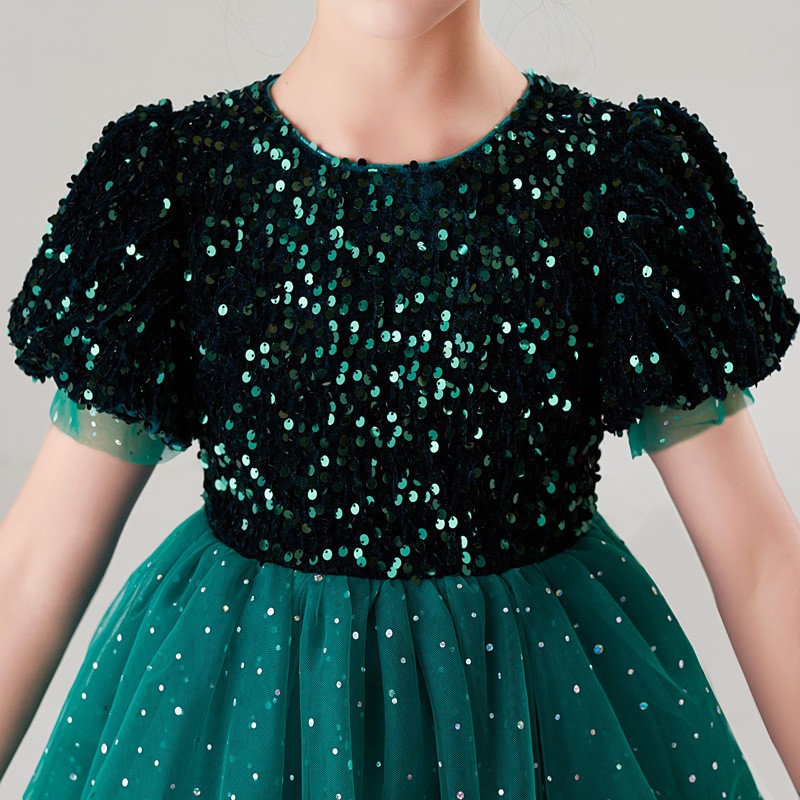 Christmas Party Dress Factory - Bulk Sequined Puffy Sleeve Multi-layered Tutu Dress
