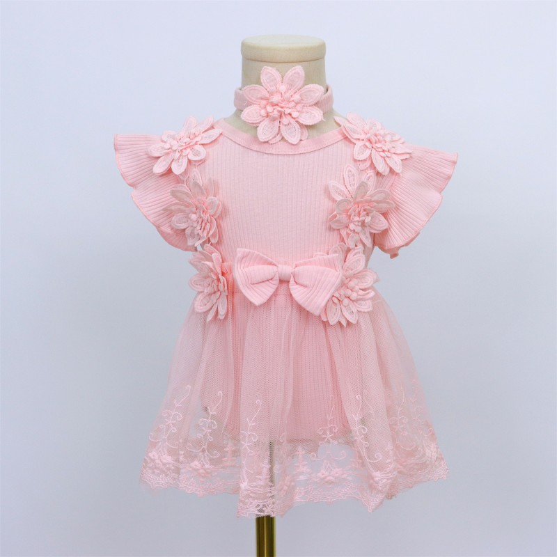 Baby Girl Romper Supplier - Wholesale Solid Color Sleeveless Tulle Bubble Romper with Band