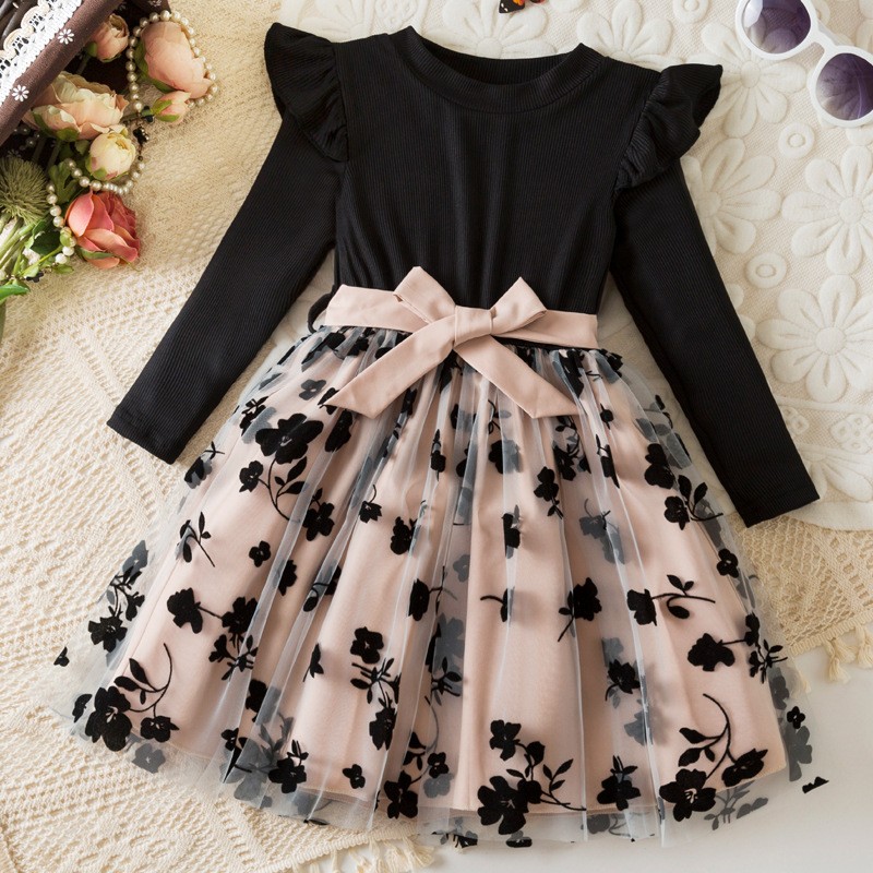 Girls Tutu Dress Manufacturer - OEM Long Sleeve Cotton Autumn Black Dress