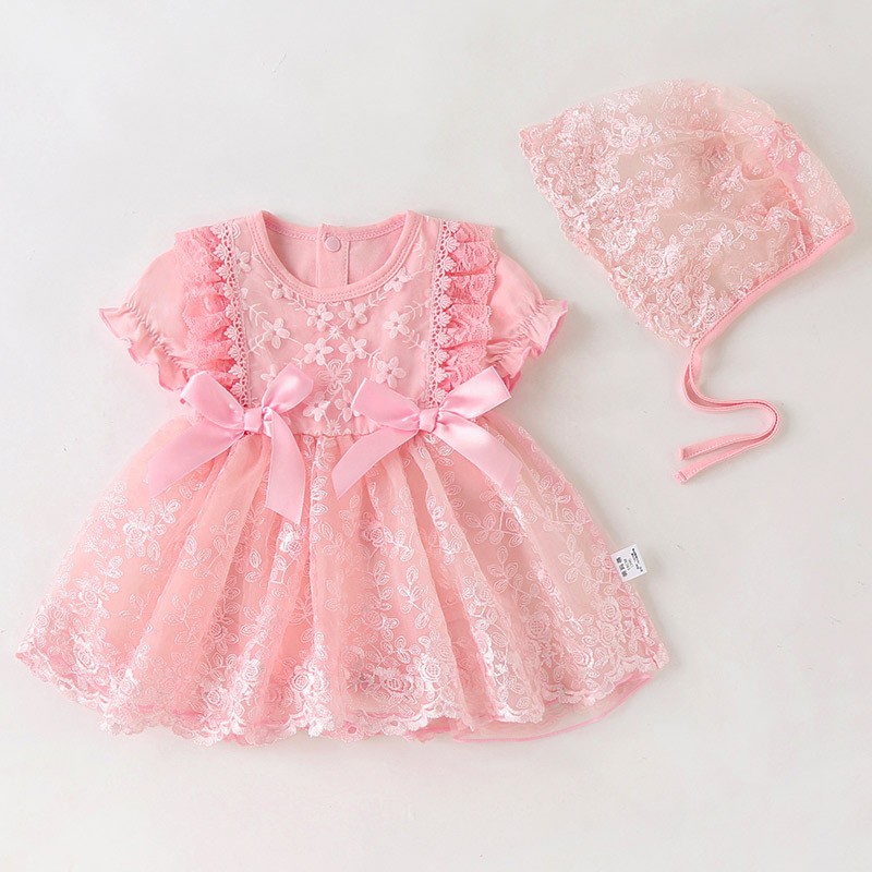 Baby Girl Romper Set Manufacturer - OEM 2-Piece Ruffle Romper with Hair Band Embroidered