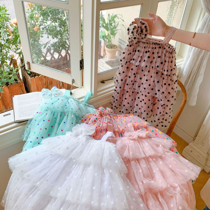 Girls Party Dress Factory - Custom Layered Tulle Dress with Hair Clip