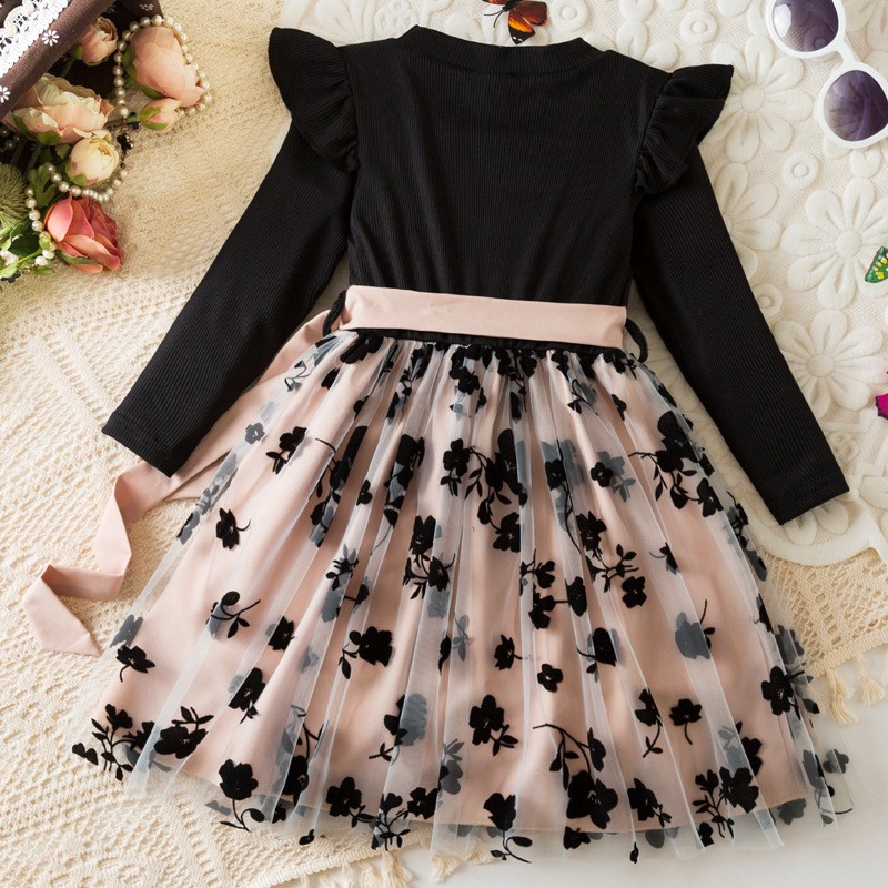 Girls Tutu Dress Manufacturer - OEM Long Sleeve Cotton Autumn Black Dress