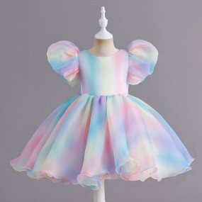 Princess Party Dress Factory - Bulk Puffy Sleeve Rainbow Color Fancy Dress