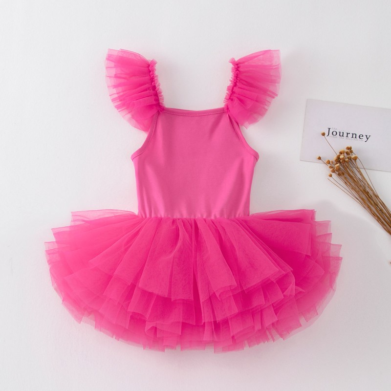 Girls Party Dress Manufacturer - OEM Summer Bubble Sleeve Polka Dot Pearl Tulle Dress