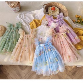 Girls Princess Party Dress Manufacturer - OEM Custom Flare Sleeve Tulle Fancy Dress