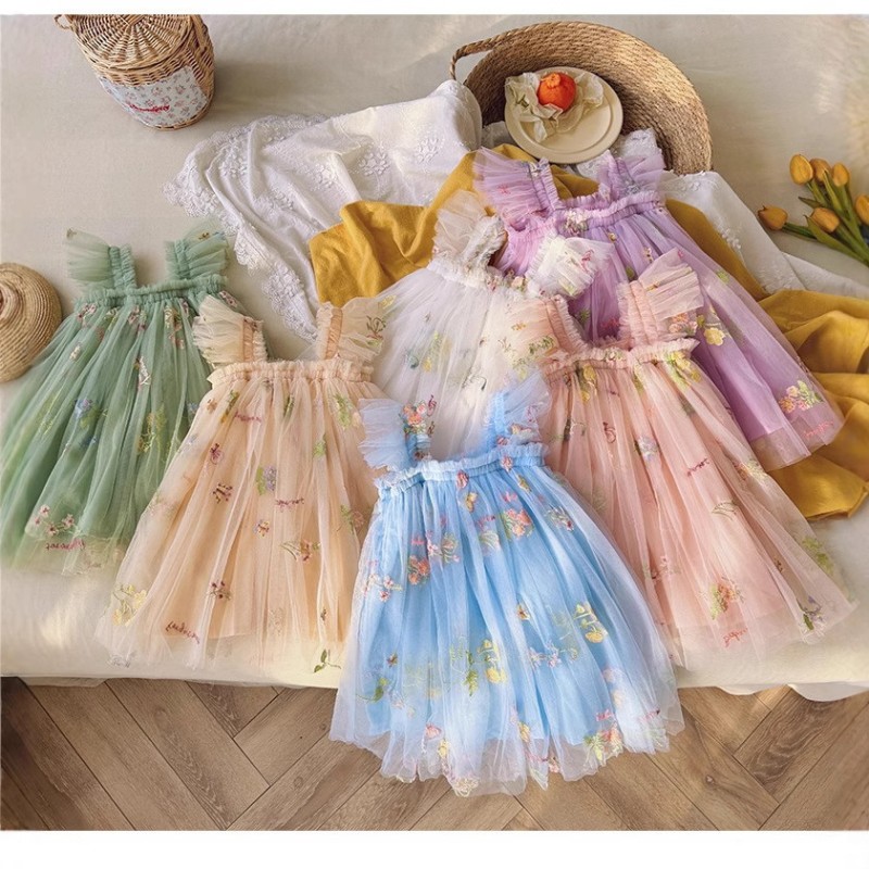 Girls Princess Party Dress Manufacturer - OEM Custom Flare Sleeve Tulle Fancy Dress