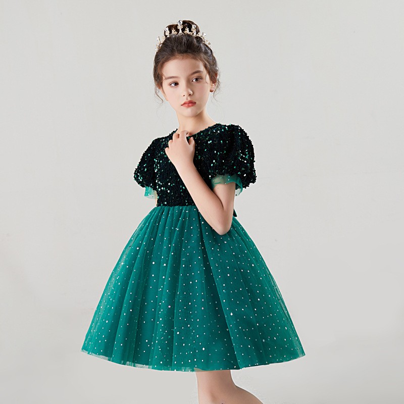 Christmas Party Dress Factory - Bulk Sequined Puffy Sleeve Multi-layered Tutu Dress