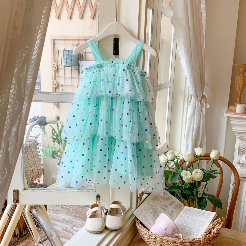 Girls Party Dress Factory - Custom Layered Tulle Dress with Hair Clip