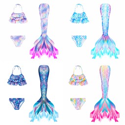 Girls Bikini Set Factory - Bulk Multicolor Mermaid Princess Dress Swimwear for Kids