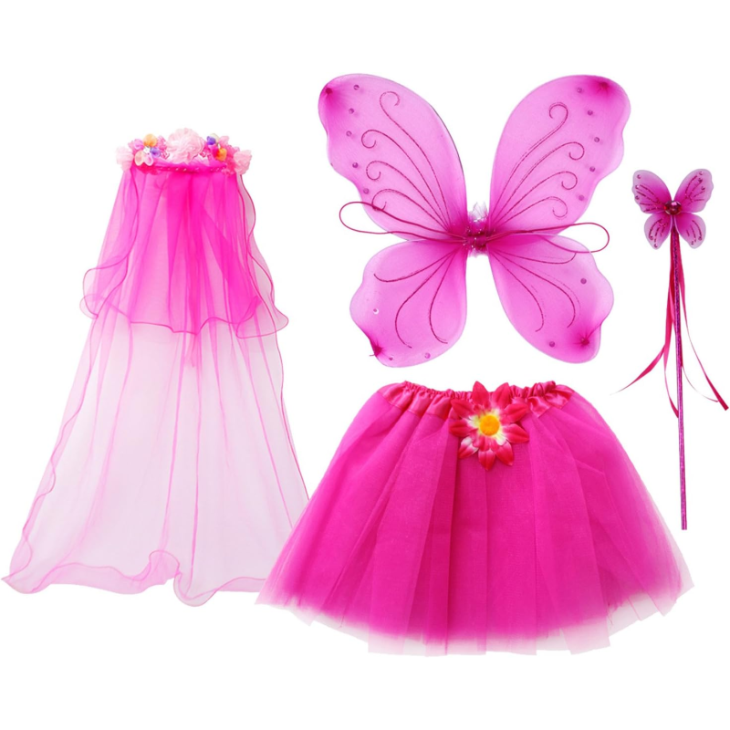 Fairy Costume Set Manufacturer - OEM Pink Princess Dress Wing Butterfly Wand Gift Set