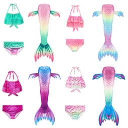 Girls Swimwear Manufacturer - OEM 3-Piece Mermaid Tail Bikini Swimwear for Swimming