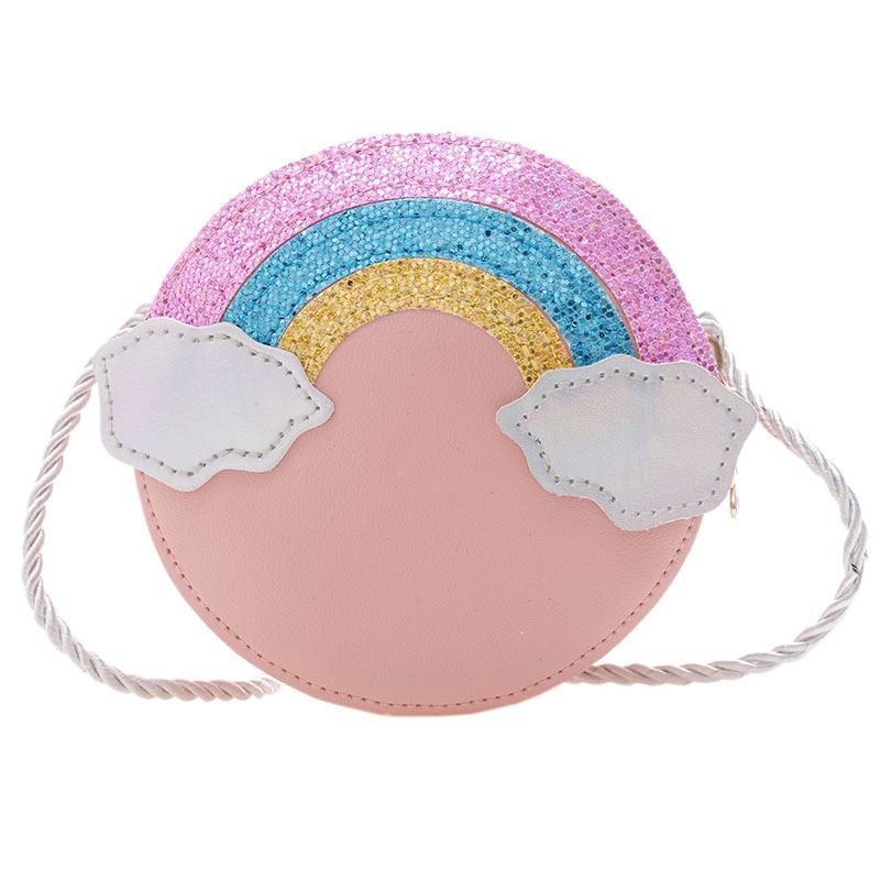 Kids Handbag Supplier - Round Shape Glitter Rainbow Handbag