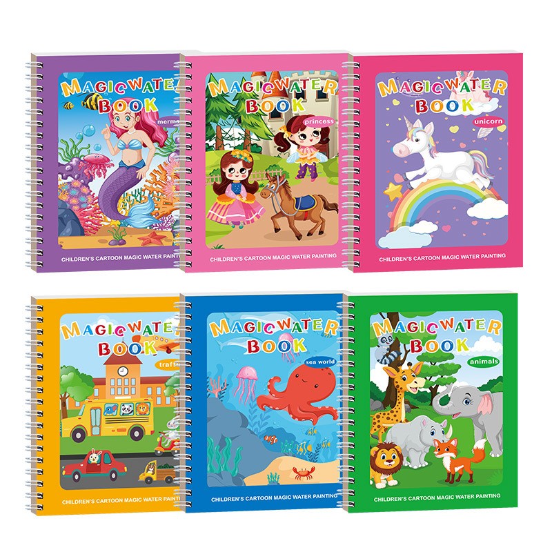 Water Painting Book Factory - Magic Reusable Drawing Book with Stickers