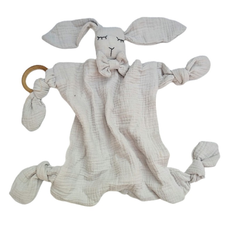 Teething Toy Factory - Cotton Gauze Wooden Ring Baby Teether