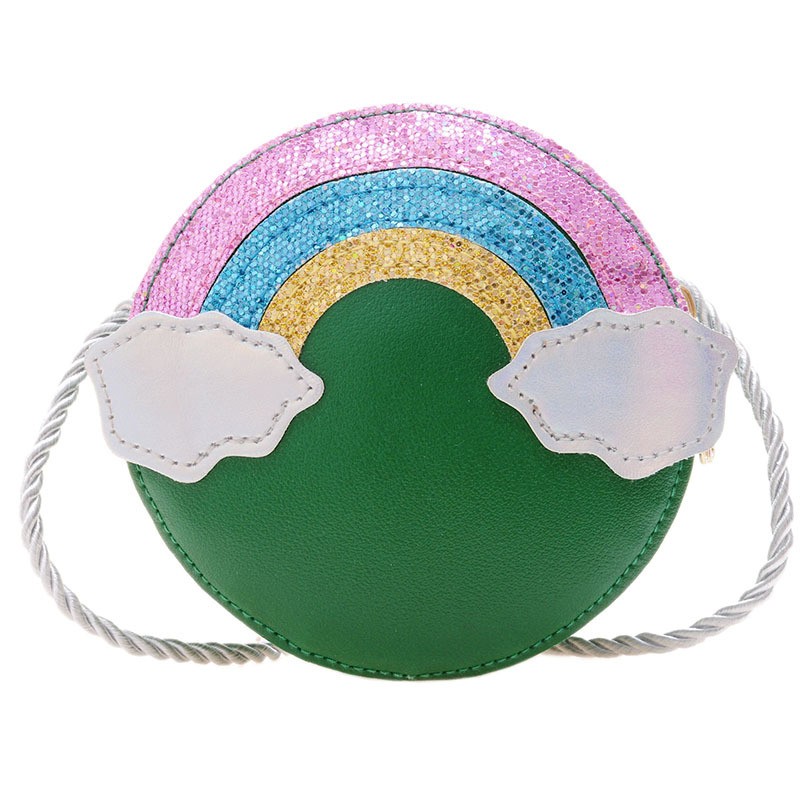 Kids Handbag Supplier - Round Shape Glitter Rainbow Handbag