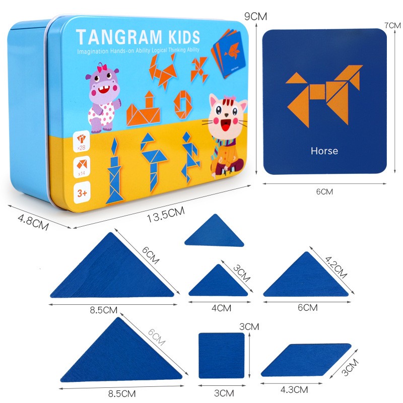 Tangram Puzzle Factory - Wooden Alphabet Number Jigsaw Toys