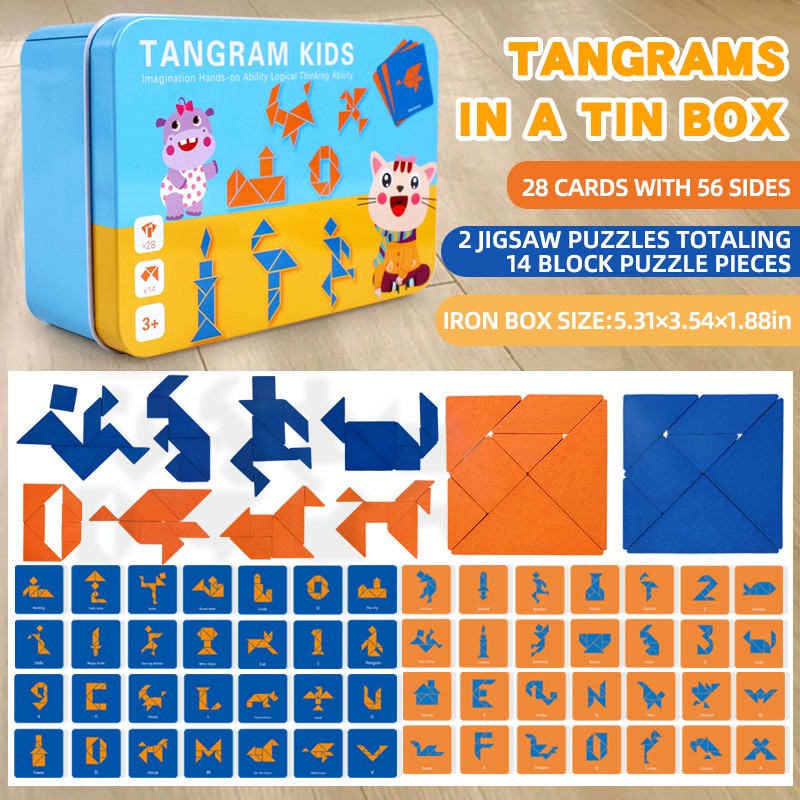 Tangram Puzzle Factory - Wooden Alphabet Number Jigsaw Toys