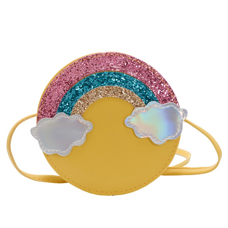 Kids Handbag Supplier - Round Shape Glitter Rainbow Handbag
