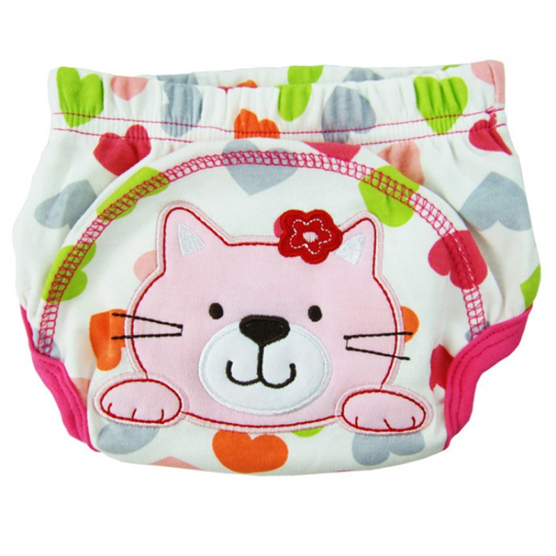 Elastic Diaper Pants Manufacturer - Cute Animal Embroidered Cotton Panty