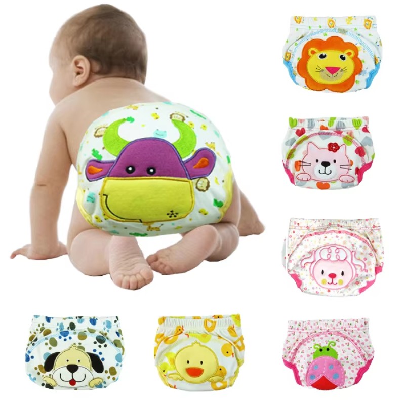 Elastic Diaper Pants Manufacturer - Cute Animal Embroidered Cotton Panty