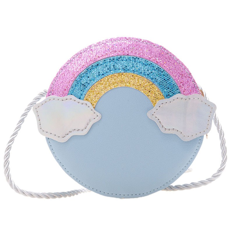 Kids Handbag Supplier - Round Shape Glitter Rainbow Handbag