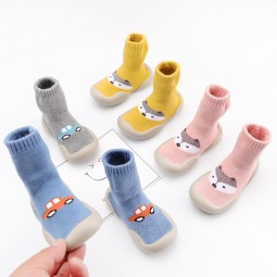 Baby Walking Sock Supplier - Terry Thicken Rubber Sole Sock Shoe