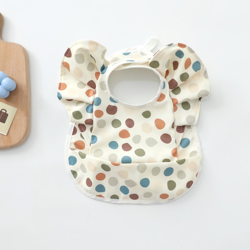 Angel Wing Bib Supplier - PU Waterproof Washable Button Closure Bib