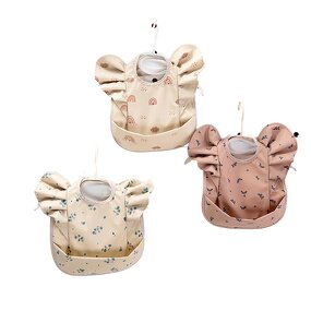 Angel Wing Bib Supplier - PU Waterproof Washable Button Closure Bib