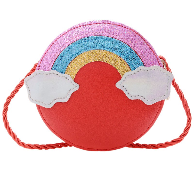 Kids Handbag Supplier - Round Shape Glitter Rainbow Handbag