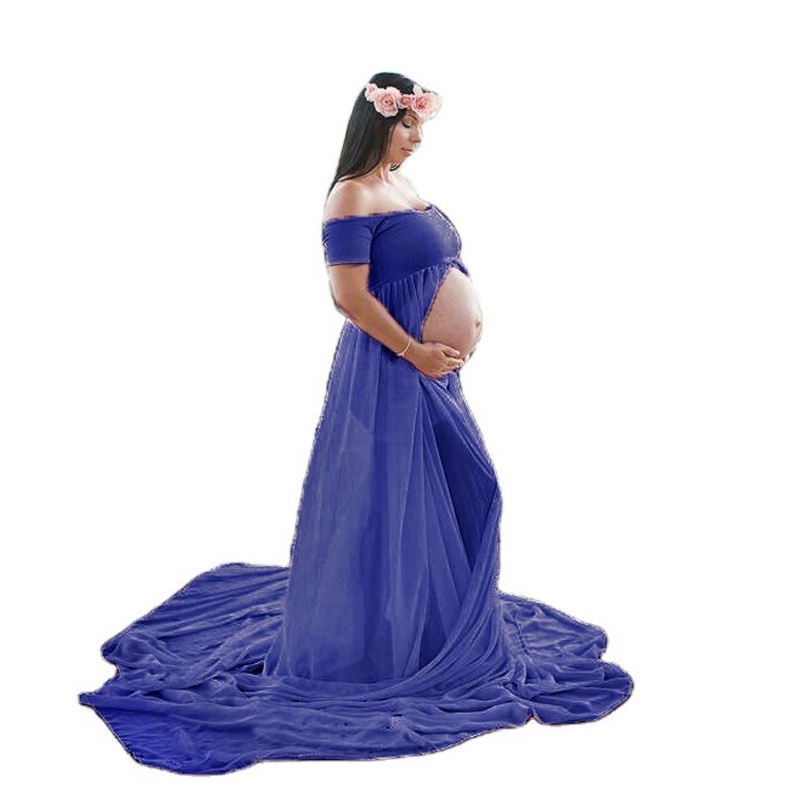 Elegant Maternity Dress Manufacturer - Off-Shoulder Maxi Pregnancy Photography Dress