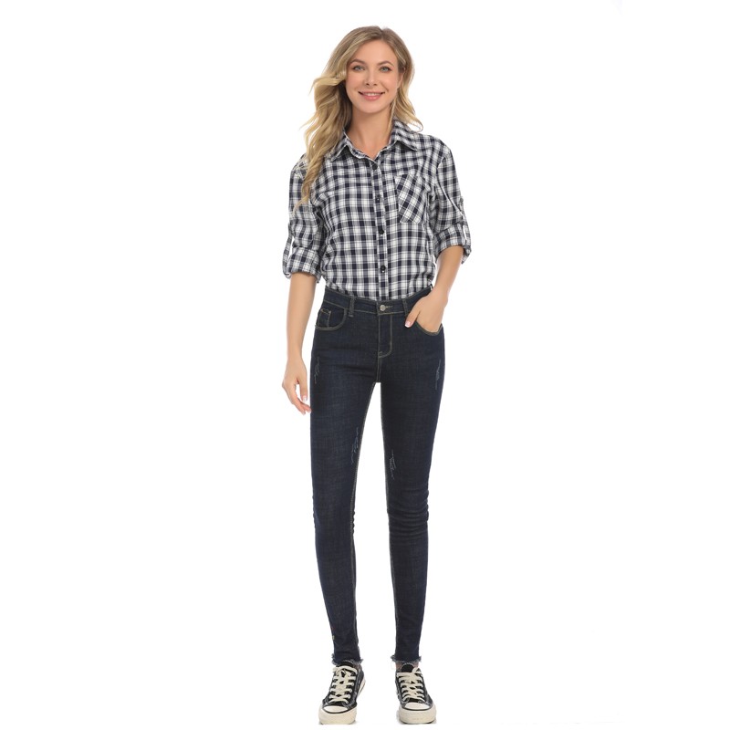 Maternity Blouse Manufacturer - Soft Plaid Breastfeeding Top Loose Fit Big Size