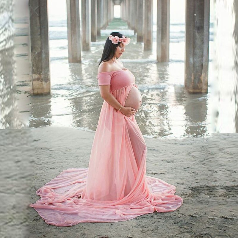 Elegant Maternity Dress Manufacturer - Off-Shoulder Maxi Pregnancy Photography Dress