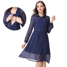 Long Sleeve Maternity Dress Supplier - Wholesale Stretch Waist Pregnancy Work Dress
