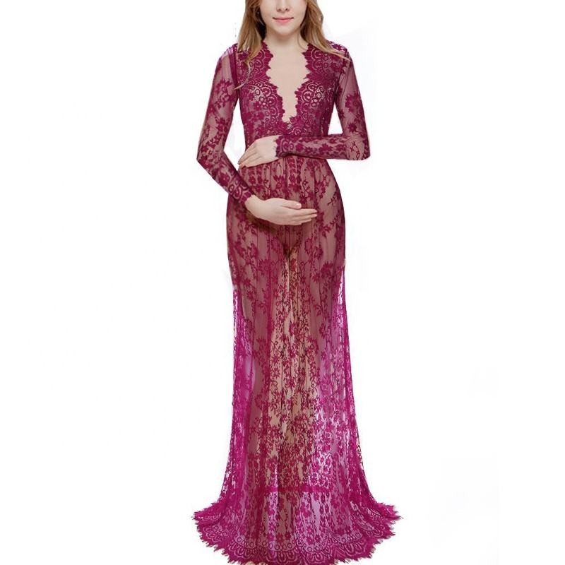 Deep V Maternity Dress Factory - Lace Gown for Baby Shower Evening Dress