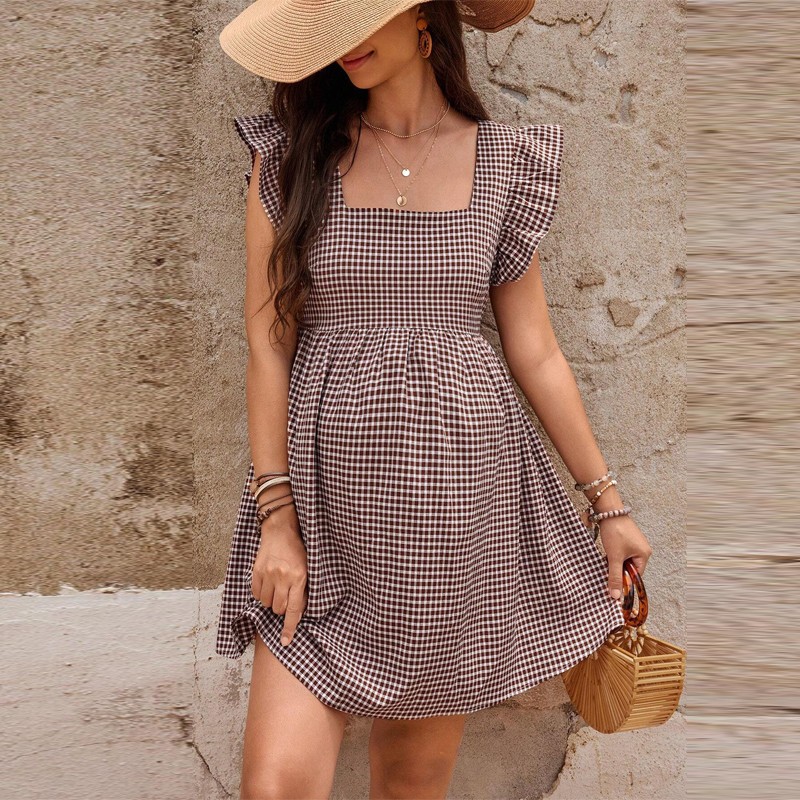 Summer Maternity Dress Factory - Casual Short Sleeve A-line Square Collar Dress