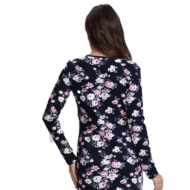 Autumn Winter Maternity Dress Factory - Custom Floral Sleeve Stretch Cotton Dress