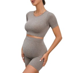 Maternity Leggings Set Supplier - Yoga Pants Seamless Yoga Wear Tops+Shorts