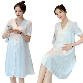 Elegant Maternity Dress Manufacturer - Lace Short Sleeve Knee-Length White Dress