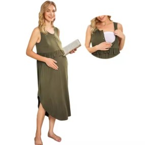 Modern Maternity Dress Manufacturer - Summer Sleeveless Breastfeeding Nursing Dress