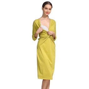 Spring Autumn Maternity Dress Manufacturer - Three Quarter Sleeve V-neck Breastfeeding Dress