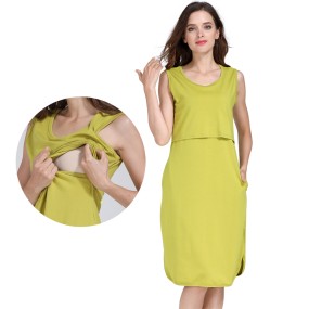 Custom Maternity Dress Supplier - OEM Sleeveless Stretch Cotton Breastfeeding Dress