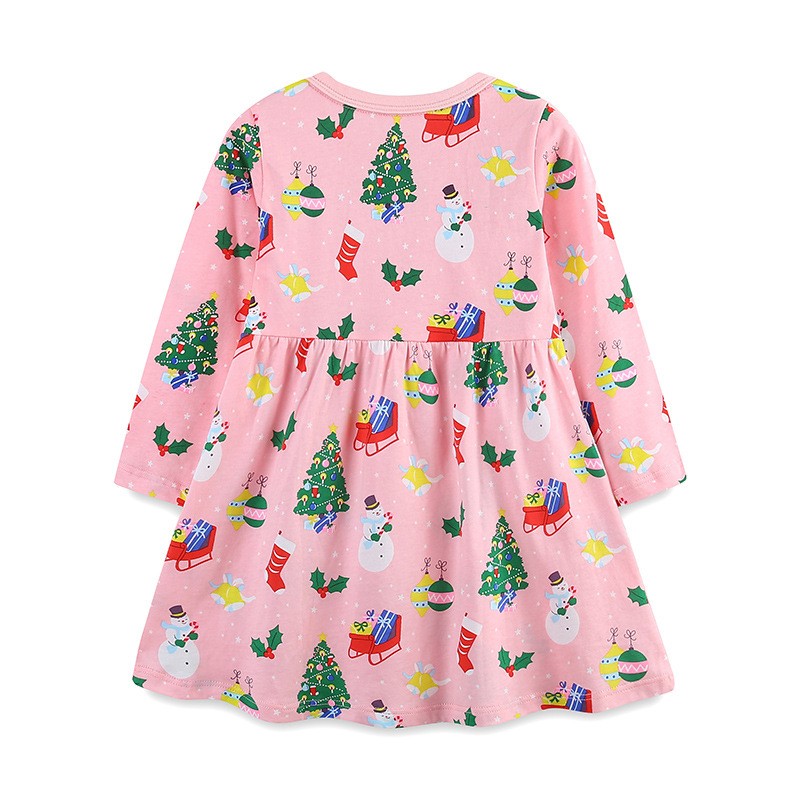 Girls Casual Dress Manufacturer - O-neck Long Sleeve Striped Animal Pattern Dress