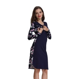 Autumn Winter Maternity Dress Factory - Custom Floral Sleeve Stretch Cotton Dress